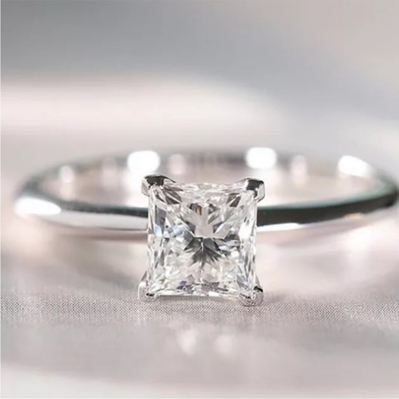 18K White gold princess cut ring - Picture 3 of 4